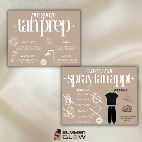 Spray Tan Pre-Tan Prep & Post-Tan Care Card Template